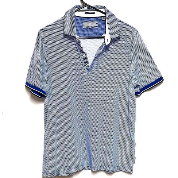 NWOT Ted Baker London Blue Dot Short Sleeve Polo Mens Size 4 40 chest M - Picture 2 of 6